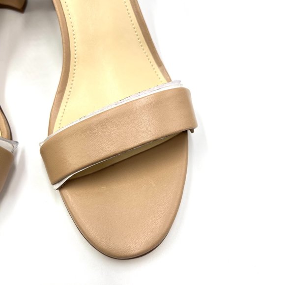 Nine West Pruce Beige Tan Natural Leather Open Toe Block Heels Sandals Shoes 10M - Picture 5 of 14
